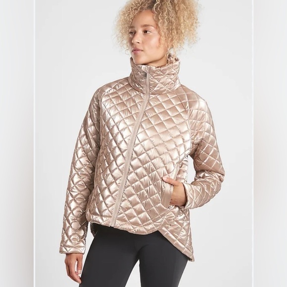 Athleta Jackets & Blazers - Whisper Featherless Metallic Jacket Champagne XS